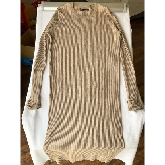 Black Tape_ Women’s Long Sleeve Stretchy Body Con Midi Dress size XL,Solid Beige - Picture 8 of 10